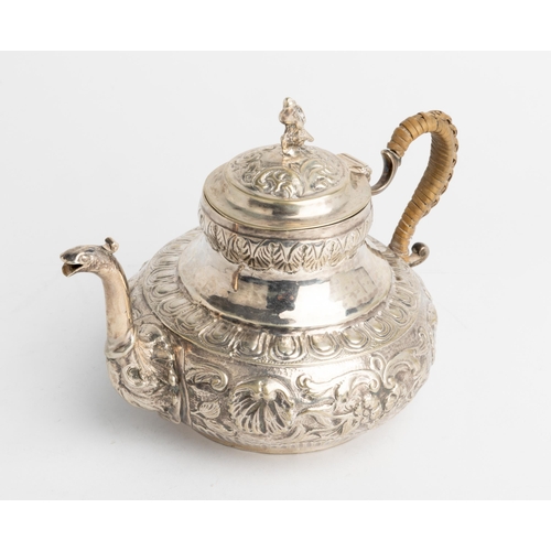 369 - A SQUAT BALUSTER TEAPOT, DUTCH C.175017.2 cm. wide325 g.