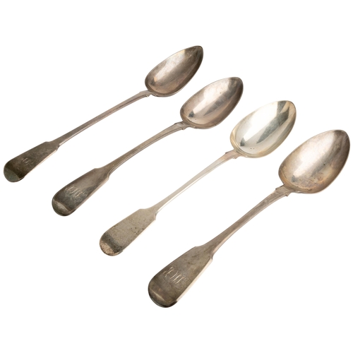 560 - A PAIR OF FIDDLE PATTERN BASTING SPOONS, LONDON 1816 Together with two similar basting spoons, Londo... 