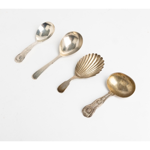 580 - A LARGE OLD ENGLISH PATTERN CADDY SPOON, LONDON 1803 Together with a large shell bowl caddy spoon Ed... 