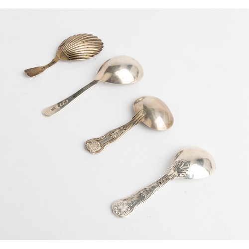 580 - A LARGE OLD ENGLISH PATTERN CADDY SPOON, LONDON 1803 Together with a large shell bowl caddy spoon Ed... 