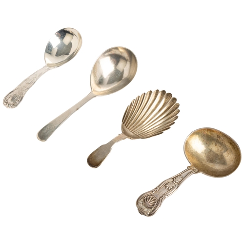 580 - A LARGE OLD ENGLISH PATTERN CADDY SPOON, LONDON 1803 Together with a large shell bowl caddy spoon Ed... 