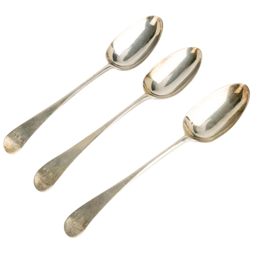 581 - THREE TABLE SPOONS BY HESTER BATEMAN, LONDON 1778179 g.