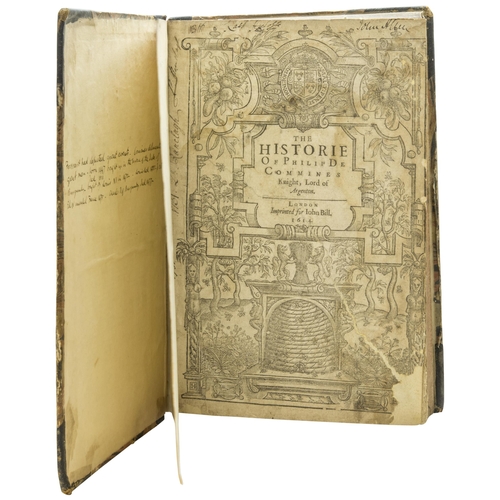 1379 - DANETT (THOMAS) THE HISTORIE OF PHILIP DE COMMINES, engraved title laid down, repaired, some water s... 