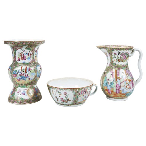 2073 - THREE PIECES OF CHINESE CANTON FAMILLE ROSE PORCELAINQING DYNASTY, 19TH CENTURYone bearing a Scottis... 