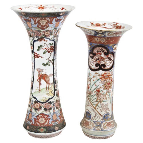 2196 - TWO JAPANESE IMARI TRUMPET VASESLATE EDO / MEIJI PERIOD38.5cm & 45cm high