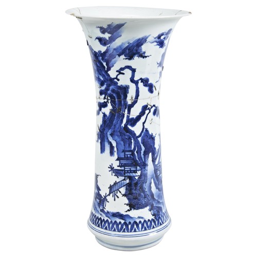 2197 - A JAPANESE ARITA BLUE AND WHITE TRUMPET VASEEDO PERIOD, 17TH CENTURY44cm high