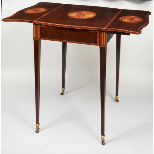 1608 - A GEORGE III MAHOGANY PEMBROKE TABLE CIRCA 1790 with crossbanded and line inlaid decoration with cen... 