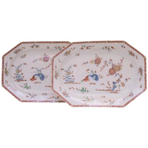 1170 - A PAIR OF BOW TWO QUAILS PLATTERSCirca 1755, 43cms wide