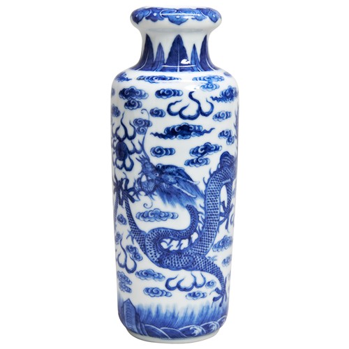 1990 - A CHINESE BLUE AND WHITE 'DRAGON' VASELATE QING DYNASTYwith an apocryphal Qianlong seal mark23.5cm h... 