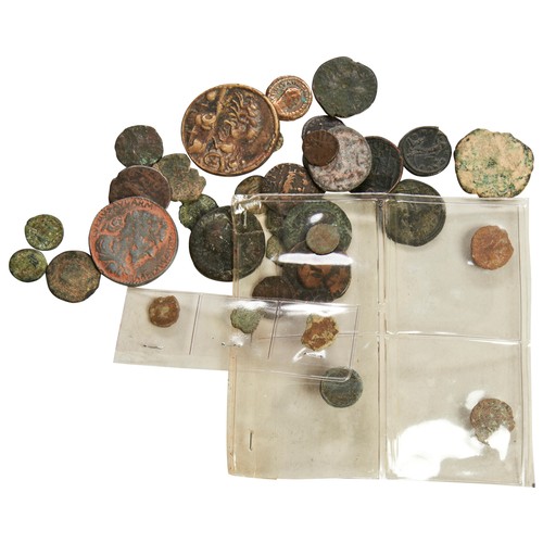 311 - A DIOCLETIAN BRONZE FOLLIS and other assorted Roman bronze coins and Roman style coins.