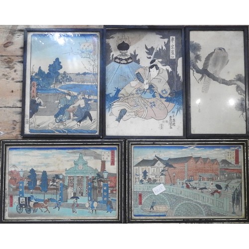 95 - SIX JAPANESE PRINTS, 18TH, 19TH AND 20TH CENTURY INCLUDING KANISADA, HIROSHIGE