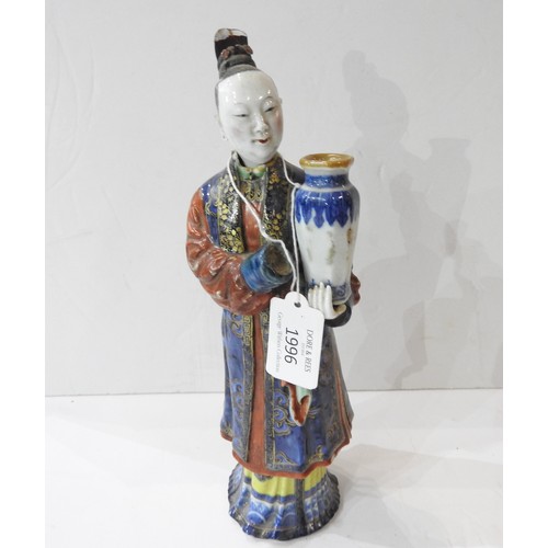 1996 - A CHINESE NODDING-HEAD FIGURE OF A COURT LADY CANDLE HOLDERQIANLONG PERIOD (1736-1795)the standing f... 