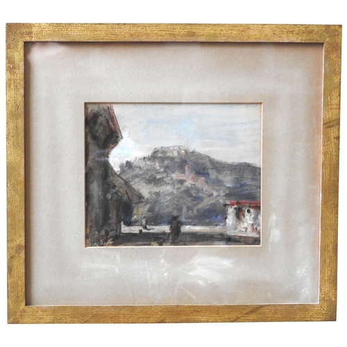 435 - HERCULES BRABAZON BRABAZON (1821-1906) GOUACHE/WATERCOLOUR ON PAPER OF CONTINENTAL VILLAGE SCENE, in... 