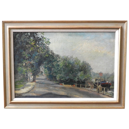 446 - JOSEPHINE MATLEY-DUDDLE (1890-1981) 'CHISWICK MALL' OIL ON CANVAS, mounted on board, signed in lower... 