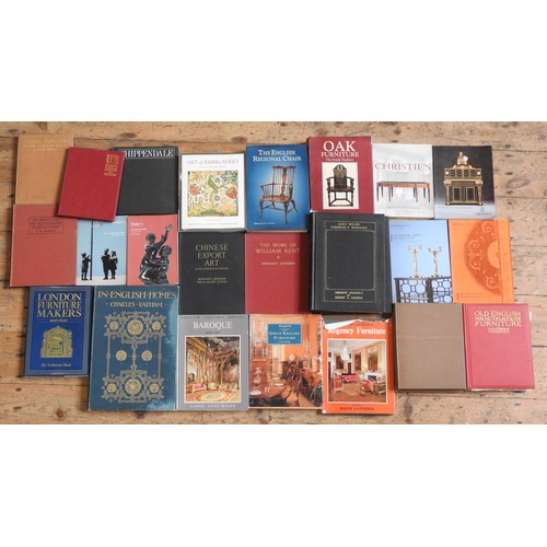 166 - A GROUP OF HARDBACK REFERENCE BOOKS, relating to furniture makers, Asian art and embroidery, along w... 