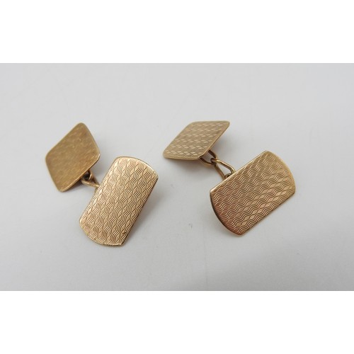 576 - A PAIR OF VINTAGE GOLD CUFF LINKS, each cuff link formed from square and rectangular panels, with en... 