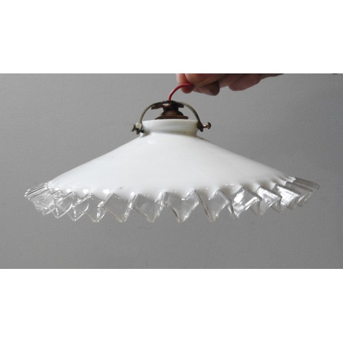 168 - A FRENCH ART DECO CEILING LIGHT, with an opaque glass shade in a graduated concentric form63 cm diam... 