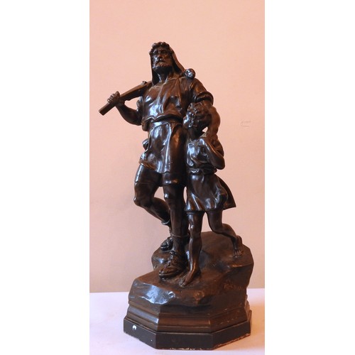 494 - RICHARD KISSLING (1848-1919) PATINATED BRONZE GROUP OF WILLIAM TELL AND HIS SON, naturalistically mo... 