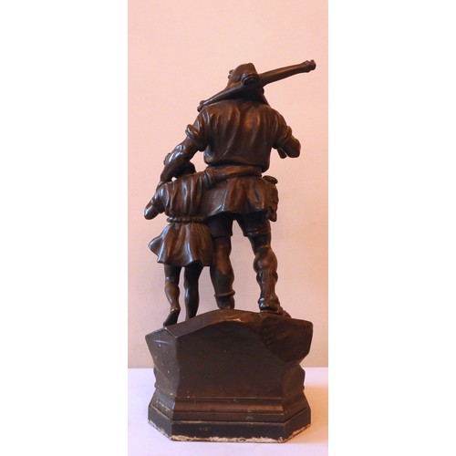 494 - RICHARD KISSLING (1848-1919) PATINATED BRONZE GROUP OF WILLIAM TELL AND HIS SON, naturalistically mo... 