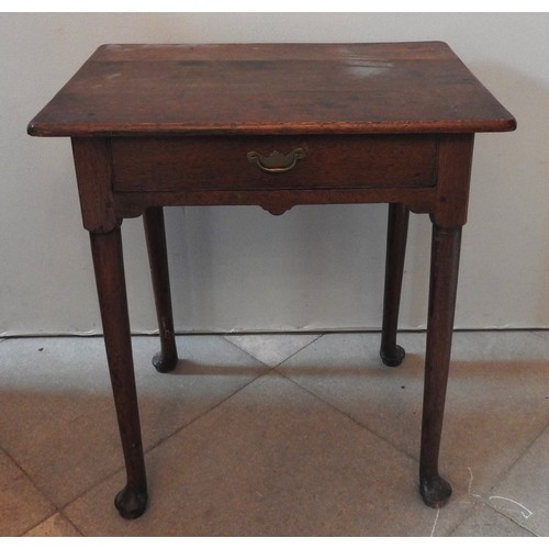 104 - A GEORGE III OAK SIDE TABLE, CIRCA 1780, rectangular top over a single frieze drawer, raised on turn... 