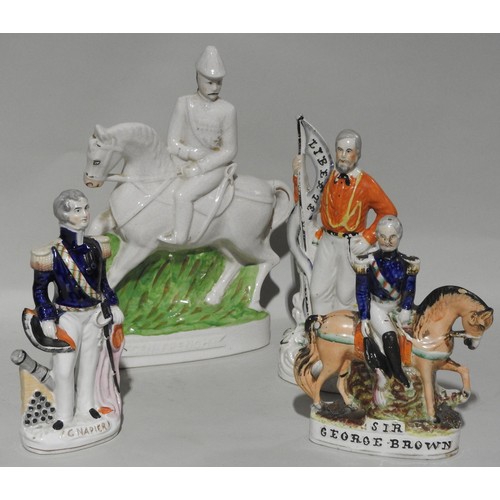 346 - A GROUP OF FOUR 19TH CENTURY STAFFORDSHIRE MILITARY FIGURES, including a figure of General Napier, a... 