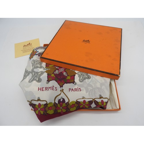 258 - HERMES 'SCHEHERAZADE' SCARF BY HENRI D'ORIGNY with Hermes box100% silk132 x 132cm approx.... 