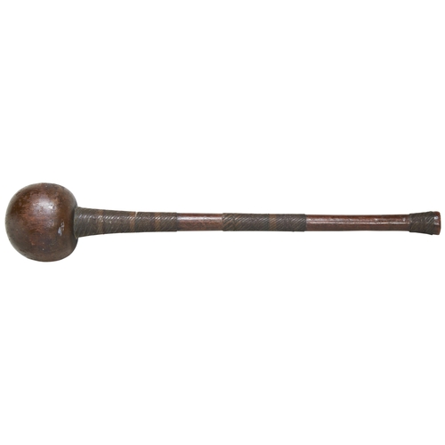 245 - A GOOD ZULU KNOB KERRY, the haft with fine copper wire binding in three sections.57 cms long