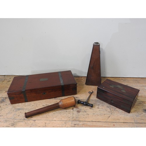 368 - A CULPEPPER TYPE PYRIMIDAL MAHOGANY MICROSCOPE CASE WITH A TWELVE PREPARED SLIDES,  a mahogany surgi... 