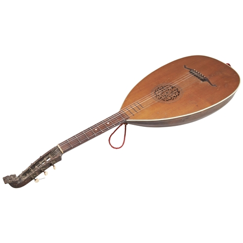 462 - A 19TH CENTURY LUTE; no makers mark apparent. 97 cms long; NB. some woodworm to the headstock and in... 