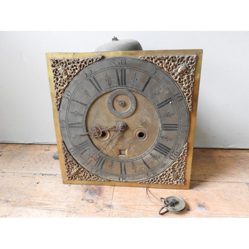 115 - AN 8 DAY LONGCASE CLOCK MOVEMENT 12 inch dial signed Jho. Dare, Taunton. Subsidiary seconds, date ap... 