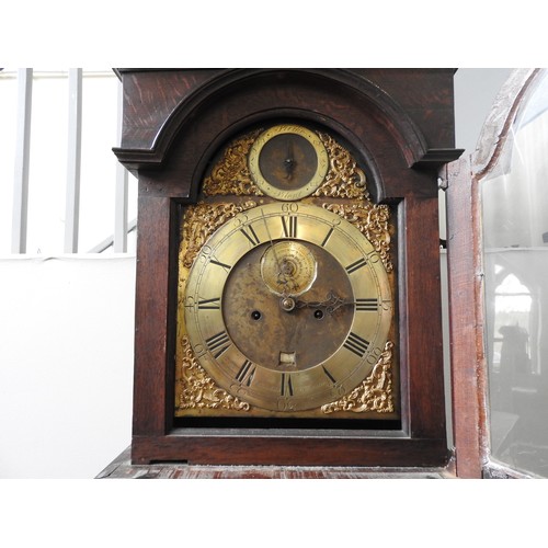 120 - AN 8 DAY OAK LONGCASE CLOCK Signed William W.M Blanchard, Cirencester. Recessed subsidiary seconds d... 