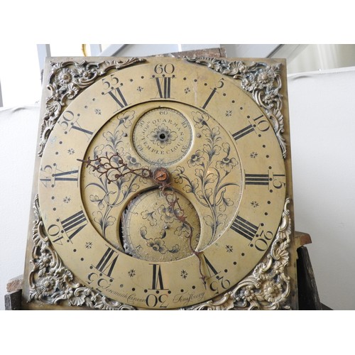 121 - A 30 HOUR OAK LONGCASE CLOCK The 12 inch brass dial signed within the subsidiary seconds Josh Quarma... 