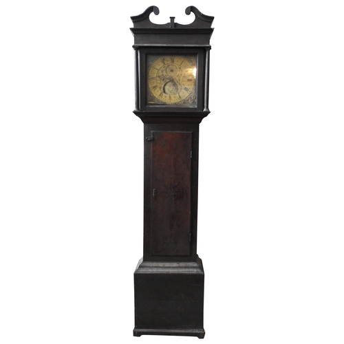 121 - A 30 HOUR OAK LONGCASE CLOCK The 12 inch brass dial signed within the subsidiary seconds Josh Quarma... 