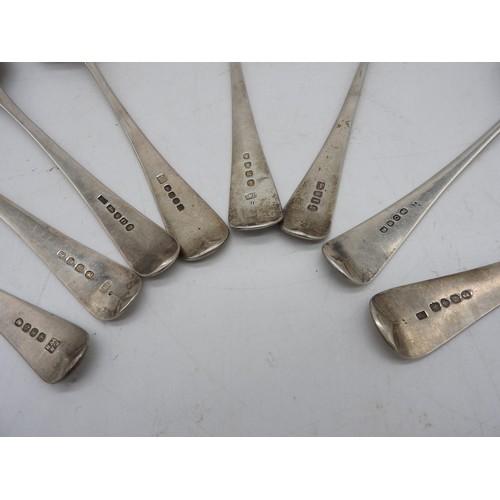 541 - A MIXED GROUP OF GEORGIAN SILVER TABLE SPOONS, seven of the group carrying monograms, all bearing Lo... 