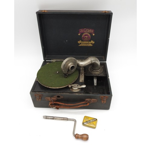 497 - 'THE GRIPPA PORTABLE PEROPHONE PIXIE TALKING MACHINE' VINTAGE GRAMOPHONE, CIRCA 1935, in a canvas co... 