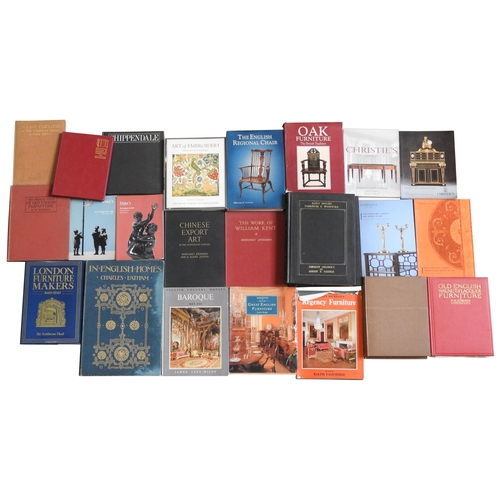 166 - A GROUP OF HARDBACK REFERENCE BOOKS, relating to furniture makers, Asian art and embroidery, along w... 