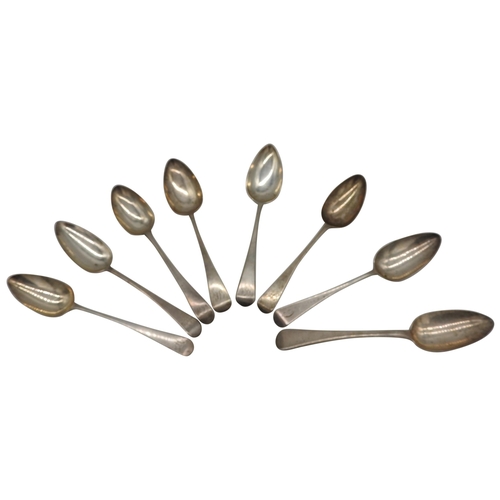 541 - A MIXED GROUP OF GEORGIAN SILVER TABLE SPOONS, seven of the group carrying monograms, all bearing Lo... 