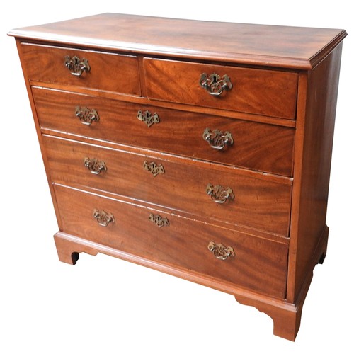 62 - A 19TH CENTURY MAHOGANY CHEST OF DRAWERS, comprised of two short drawers over three long graduated d... 