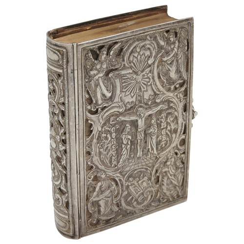 511 - A SILVER MOUNTED VOLUME OF 'THE FOLLOWING OF CHRIST', LATE 19TH CENTURY, the front and back covers a... 