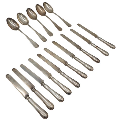 540 - A QUANTITY OF RUSSIAN 19TH CENTURY SILVER FLAT WARE, the lot comprised of five table spoons and ten ... 