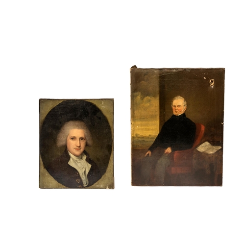 106 - A MIXED GROUP OF FOUR 18TH/19TH CENTURY PORTRAIT OIL PAINTINGS ON CANVAS, featuring a fine portrait ... 