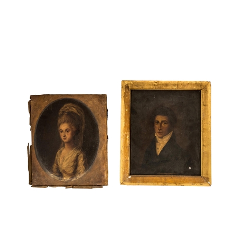 106 - A MIXED GROUP OF FOUR 18TH/19TH CENTURY PORTRAIT OIL PAINTINGS ON CANVAS, featuring a fine portrait ... 