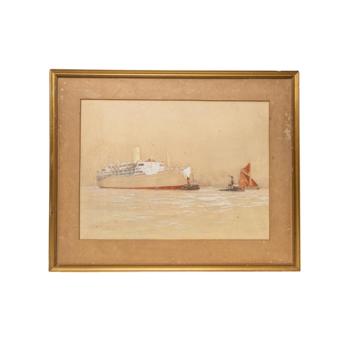 77 - WILLIAM MINSHALL BIRCHALL (1884-1941) TWO NAUTICAL WATERCOLOURS, entitled 'In the Egyptian cut Clan ... 