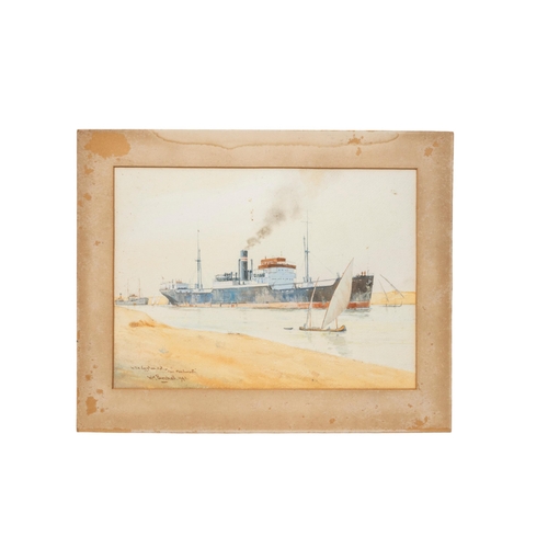 77 - WILLIAM MINSHALL BIRCHALL (1884-1941) TWO NAUTICAL WATERCOLOURS, entitled 'In the Egyptian cut Clan ... 