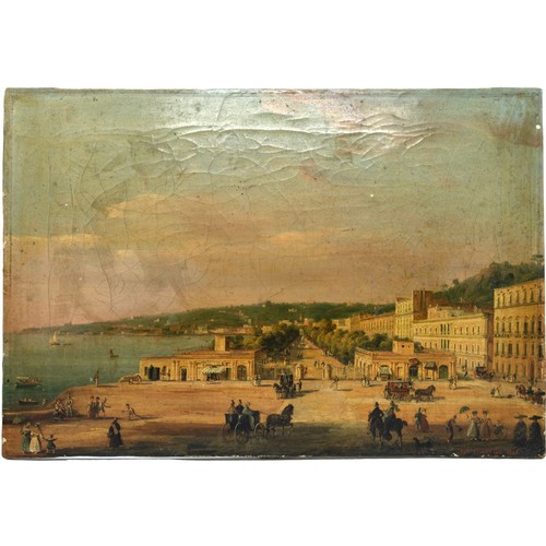 SALVATORE CANDIDO (act. 1823-1869) OIL PAINTING ON CANVAS OF NEOPOLITAN SCENE, depicting a bustling Villa Comunale filled with coaches, carriages and figures, signed and dated 1841 in lower right corner