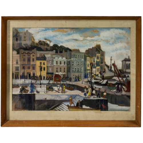 84 - VIVIAN G.COOKE (20TH CENTURY) 'THE QUAY, TORQUAY' ACRYLIC/BOARD, signed in lower left corner, inscri... 