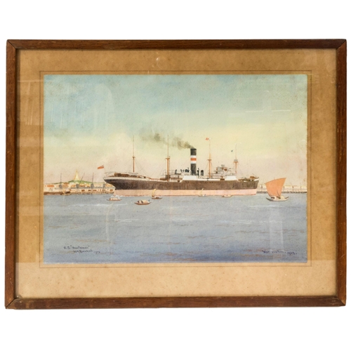 76 - WILLIAM MINSHALL BIRCHALL (1884-1941) 'S.S HUNTSMAN' (1940) WATER COLOUR/PAPER, signed, titled and d... 