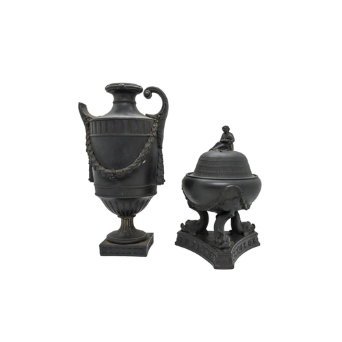 301 - A COLLECTION OF BLACK BASALT WARE, MID 19TH CENTURY AND LATER, the lot includes three octagonal teap... 