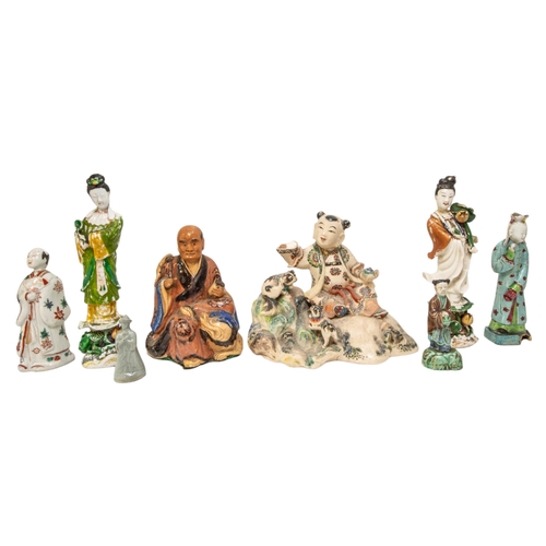 308 - A MIXED GROUP OF CHINESE AND JAPANESE FIGURES, 19TH CENTURY AND LATER, the lot includes a blanc de c... 