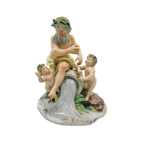 416 - A CONTINENTAL PORCELAIN GROUP FIGURE OF BEARDED FIGURE AND TWO PUTTI, probably late 18th century, th... 